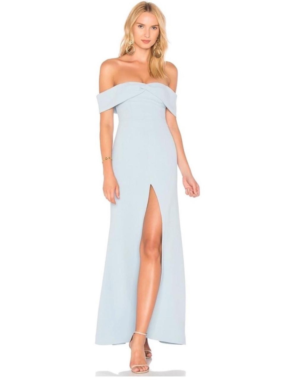 Lovers + Friends Strapless Light Blue Gown with Front Slit